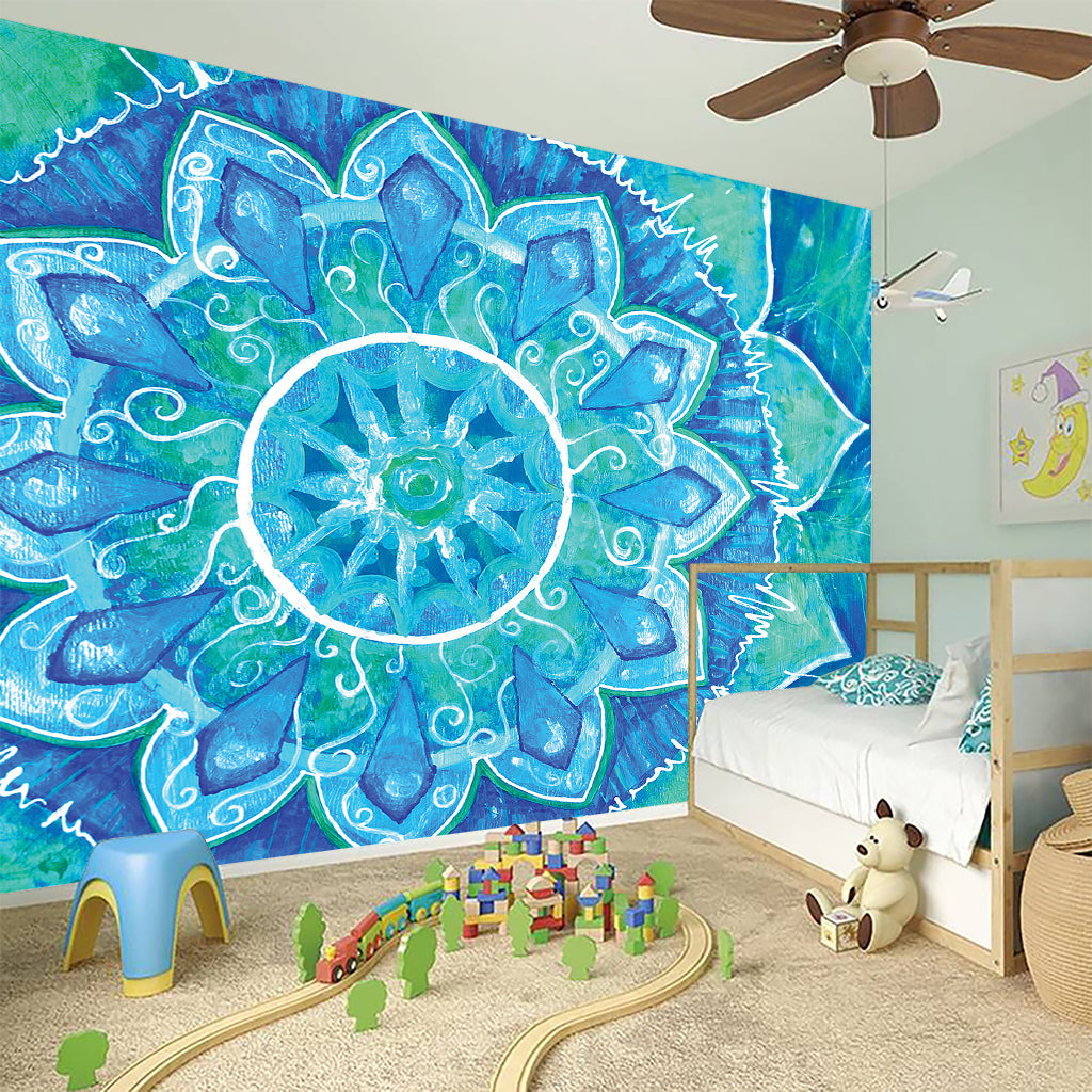 Blue Vishuddha Chakra Mandala Print Wall Sticker