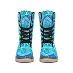 Blue Vishuddha Chakra Mandala Print Winter Boots