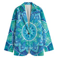 Blue Vishuddha Chakra Mandala Print Women's Cotton Blazer