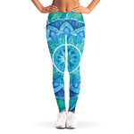 Blue Vishuddha Chakra Mandala Print Women's Leggings