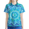 Blue Vishuddha Chakra Mandala Print Women's Polo Shirt