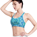 Blue Vishuddha Chakra Mandala Print Women's Sports Bra