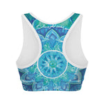 Blue Vishuddha Chakra Mandala Print Women's Sports Bra