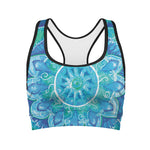 Blue Vishuddha Chakra Mandala Print Women's Sports Bra