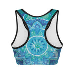 Blue Vishuddha Chakra Mandala Print Women's Sports Bra