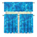Blue Water Surface Print 3 Piece Kitchen Curtains