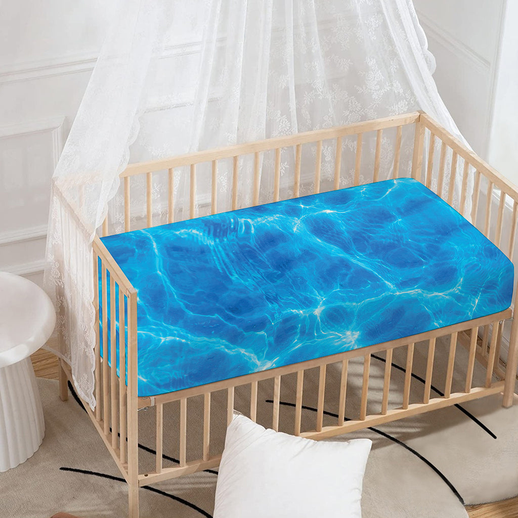 Blue Water Surface Print Baby Crib Sheet