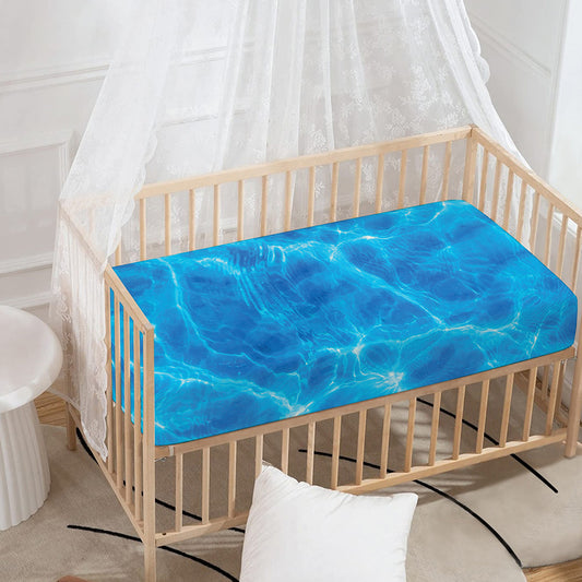 Blue Water Surface Print Baby Crib Sheet