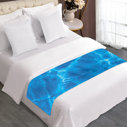 Blue Water Surface Print Bed Runner