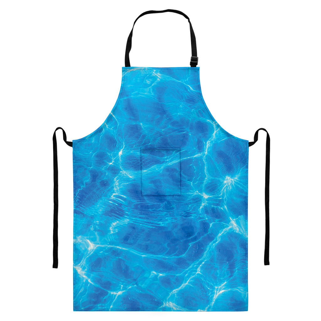 Blue Water Surface Print Bib Apron With Pocket
