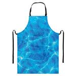 Blue Water Surface Print Bib Apron With Pocket