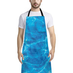 Blue Water Surface Print Bib Apron With Pocket