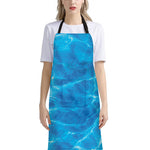 Blue Water Surface Print Bib Apron With Pocket