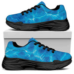 Blue Water Surface Print Black Chunky Shoes