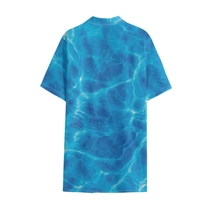 Blue Water Surface Print Cotton Hawaiian Shirt