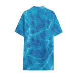 Blue Water Surface Print Cotton Hawaiian Shirt