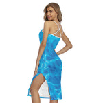 Blue Water Surface Print Cross Back Cami Dress