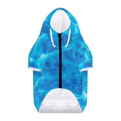 Blue Water Surface Print Dog Zip Up Hoodie