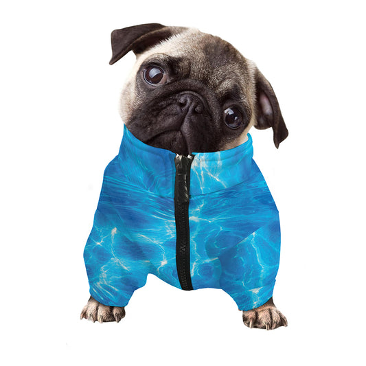 Blue Water Surface Print Dog Zip Up Jacket