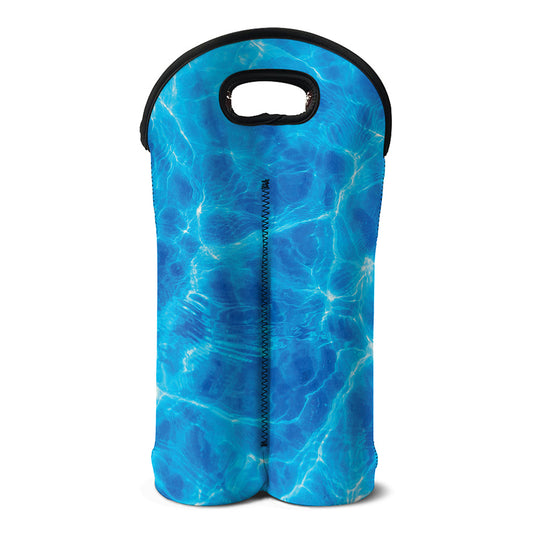 Blue Water Surface Print Double Neoprene Wine Tote