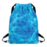 Blue Water Surface Print Drawstring Backpack