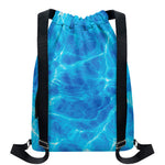 Blue Water Surface Print Drawstring Backpack