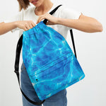 Blue Water Surface Print Drawstring Backpack