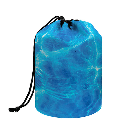 Blue Water Surface Print Drawstring Makeup Bag