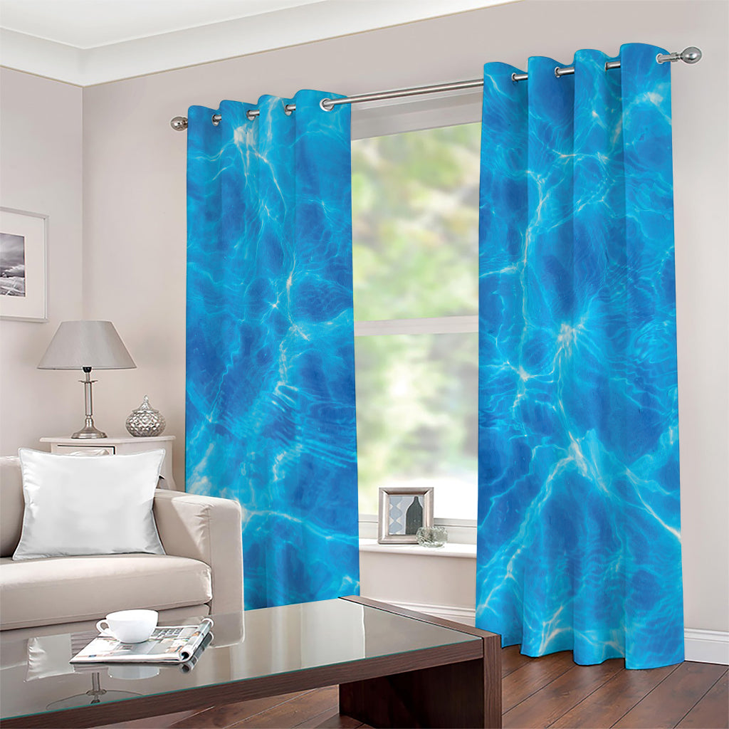 Blue Water Surface Print Extra Wide Grommet Curtains