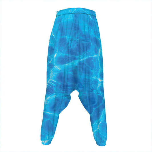 Blue Water Surface Print Hammer Pants