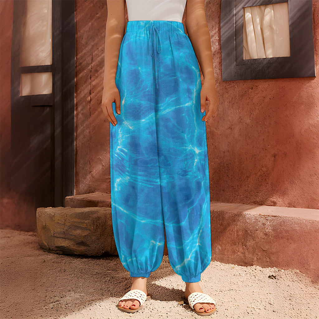 Blue Water Surface Print Harem Pants