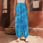 Blue Water Surface Print Harem Pants