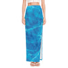 Blue Water Surface Print High Slit Maxi Skirt