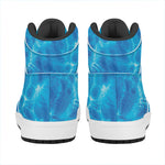 Blue Water Surface Print High Top Leather Sneakers