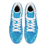 Blue Water Surface Print High Top Leather Sneakers