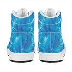 Blue Water Surface Print High Top Leather Sneakers
