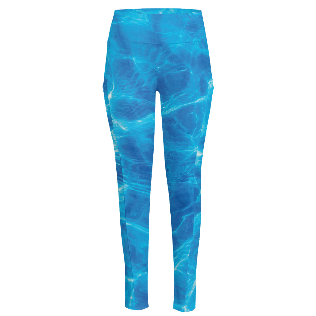 Blue Water Surface Print High-Waisted Pocket Leggings