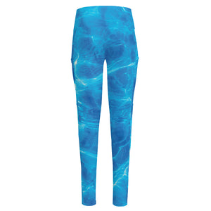 Blue Water Surface Print High-Waisted Pocket Leggings