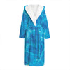 Blue Water Surface Print Hooded Bathrobe