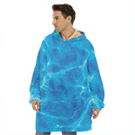 Blue Water Surface Print Hoodie Blanket