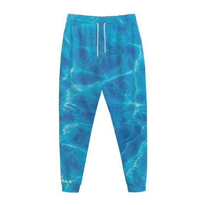 Blue Water Surface Print Jogger Pants