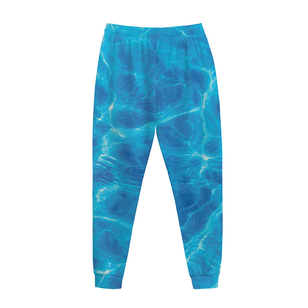 Blue Water Surface Print Jogger Pants