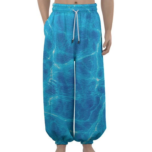 Blue Water Surface Print Lantern Pants