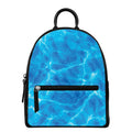 Blue Water Surface Print Leather Backpack