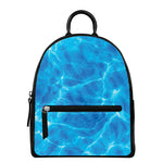 Blue Water Surface Print Leather Backpack