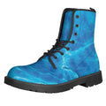 Blue Water Surface Print Lace-Up Boots
