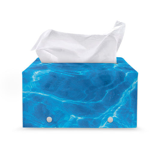 Blue Water Surface Print Leather Tissue Box Cover