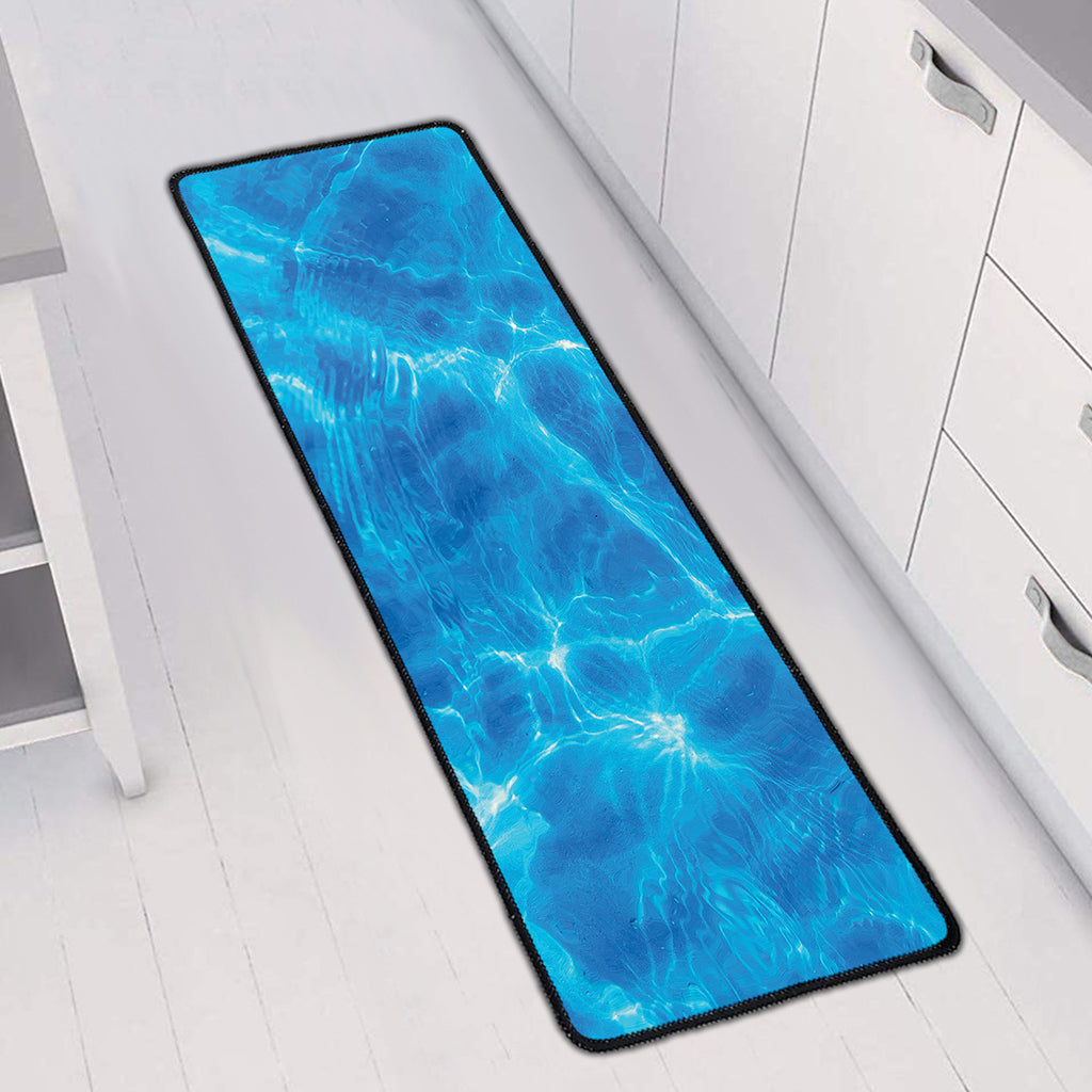 Blue Water Surface Print Long Kitchen Mat