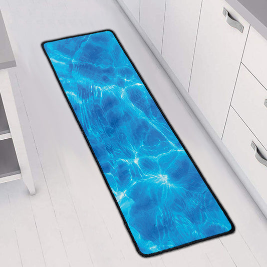 Blue Water Surface Print Long Kitchen Mat