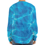 Blue Water Surface Print Long Sleeve Baseball Jersey